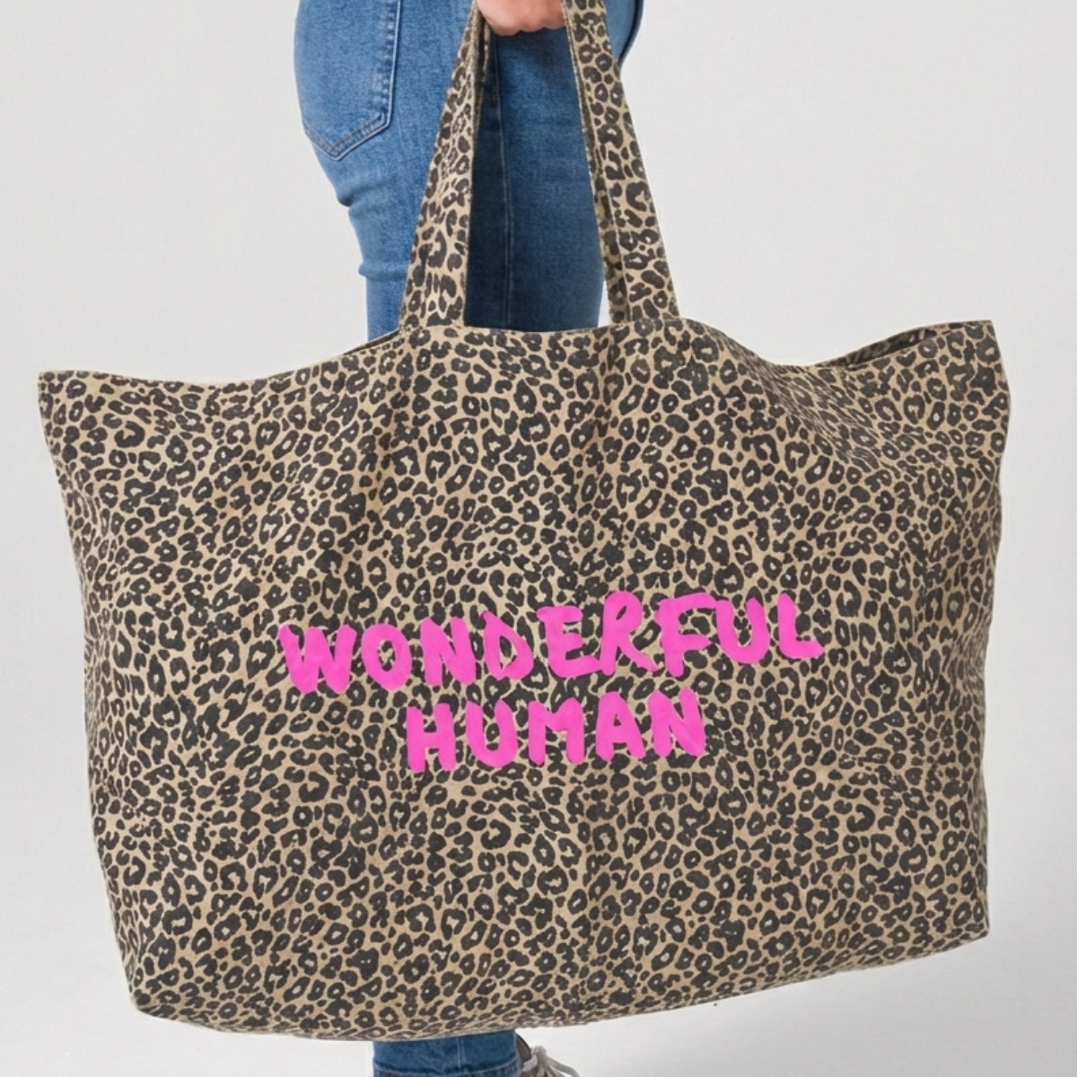 pink leopard calf hair tote