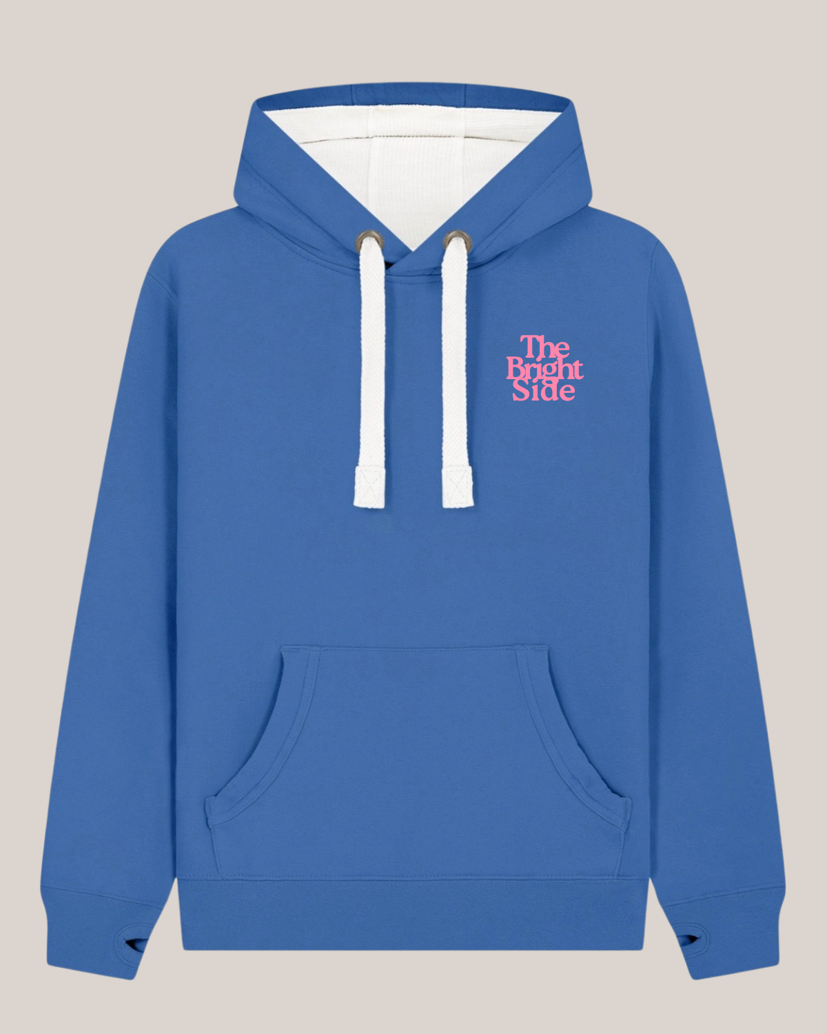 Bright blue Bright Side hoodie, alternate view