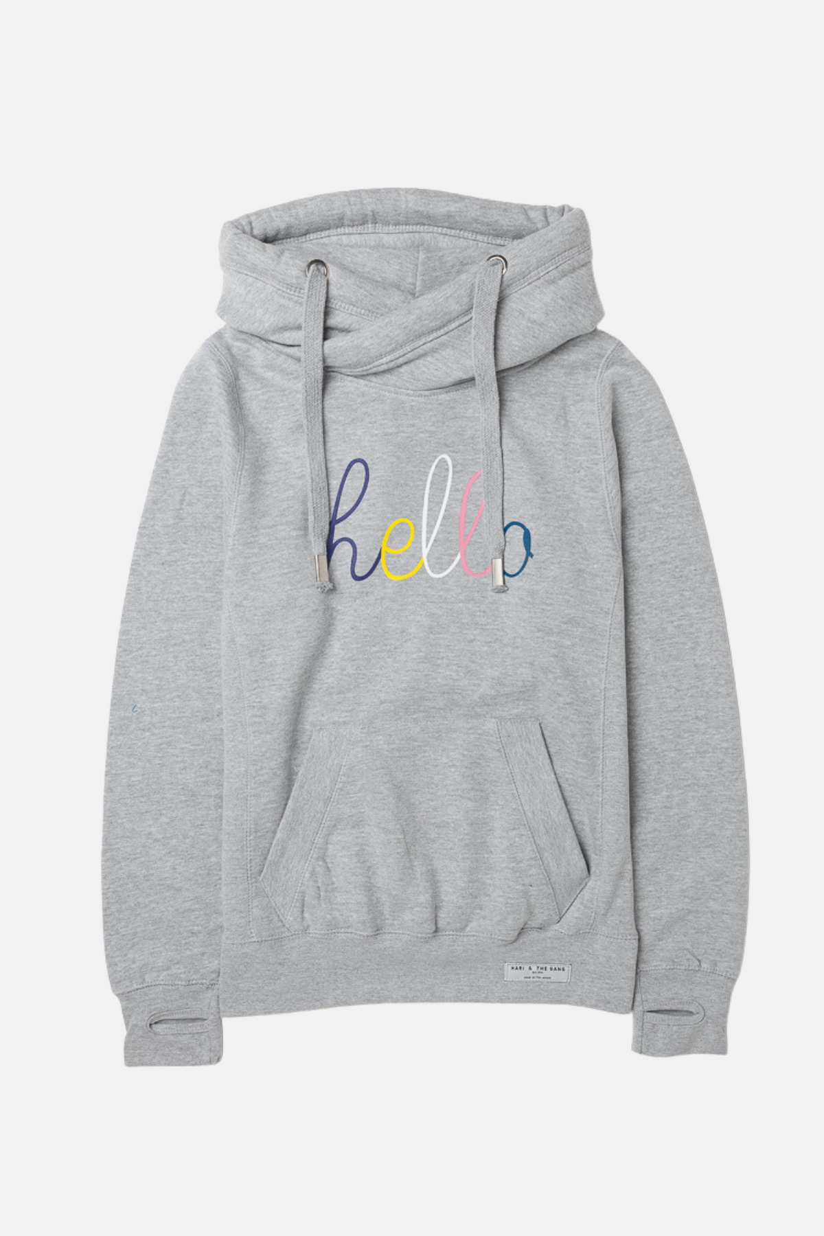 Multicolour Grey Hello Cowl Neck Hoodie Hari And The Gang