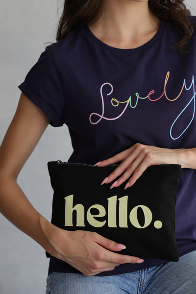 Black Zip Hello Pouch