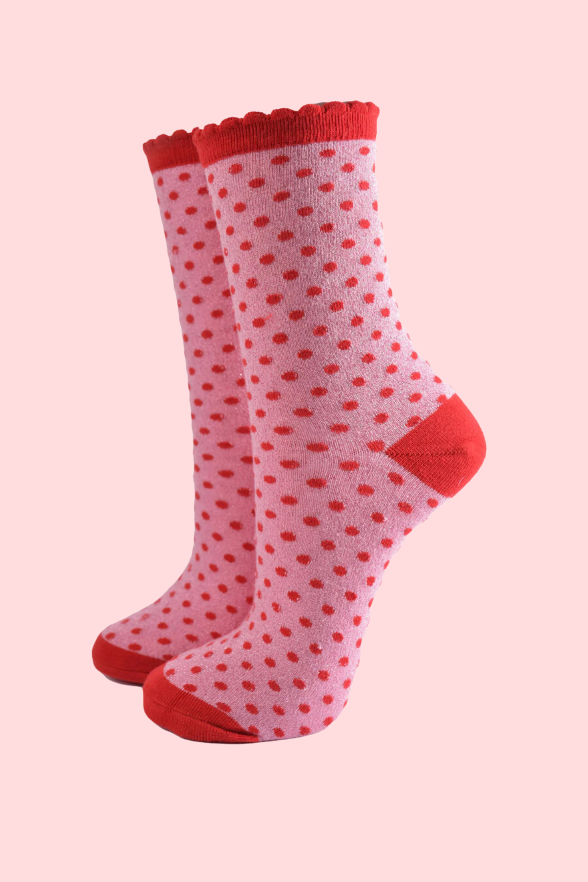 Glitter Pink/Red Polka Dot Socks