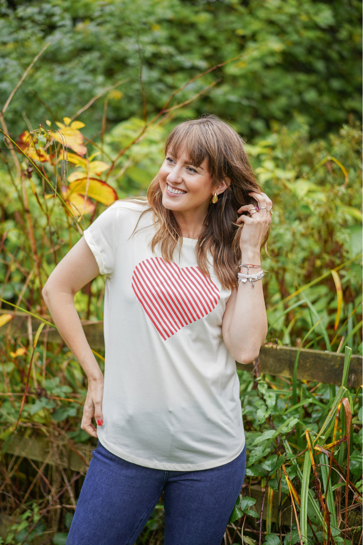 Red Striped Heart T-Shirt
