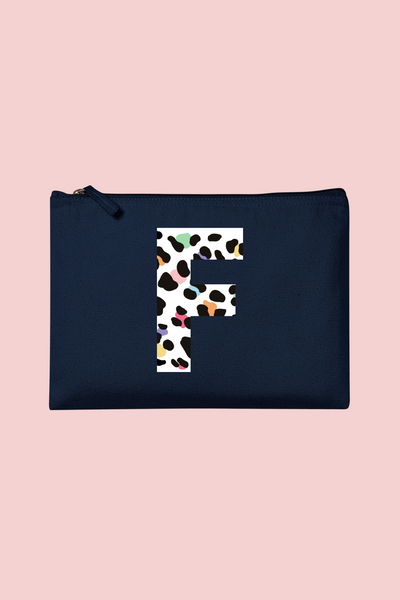 Personalised Leopard Initial Accessory Pouch