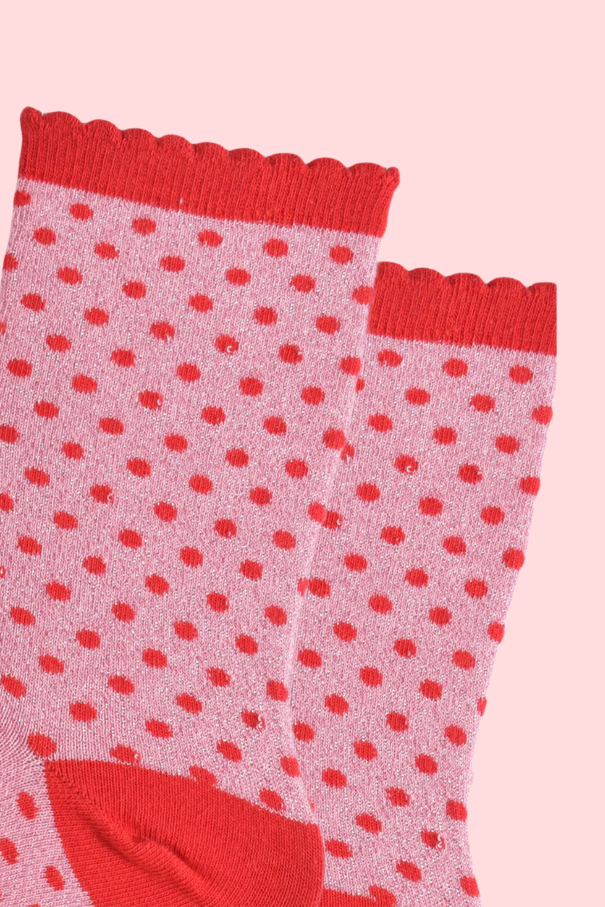 Glitter Pink/Red Polka Dot Socks