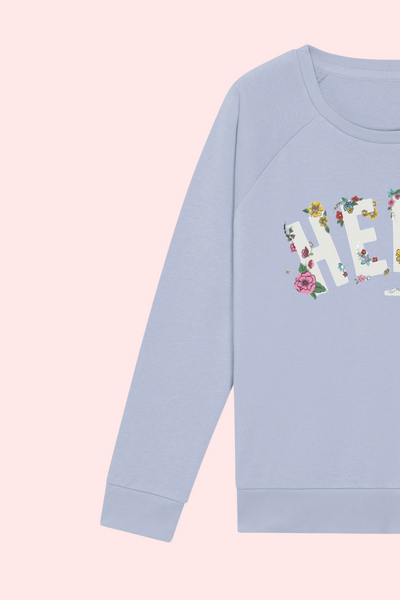 Soft Blue Floral Hello Sweatshirt