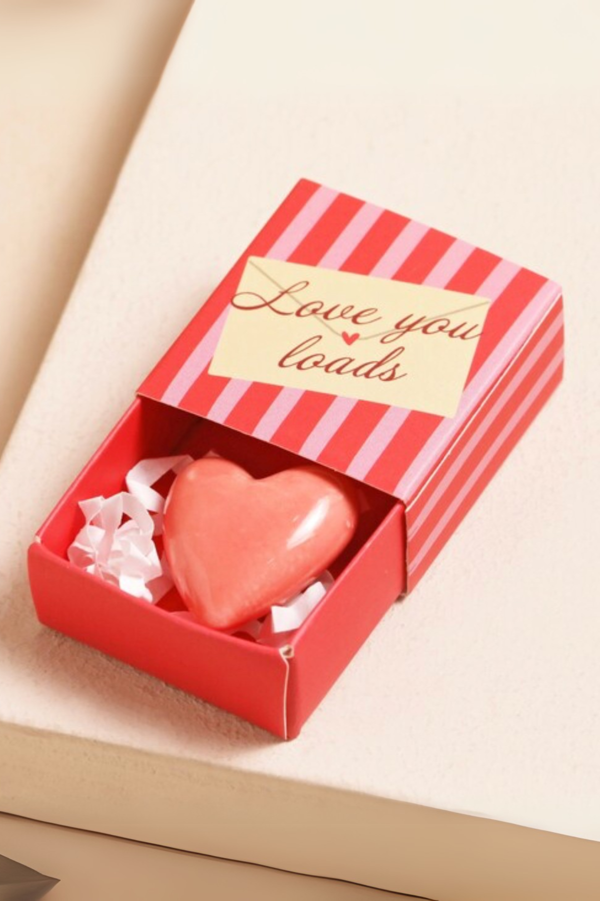 Tiny Matchbox Love You Ceramic Heart Token