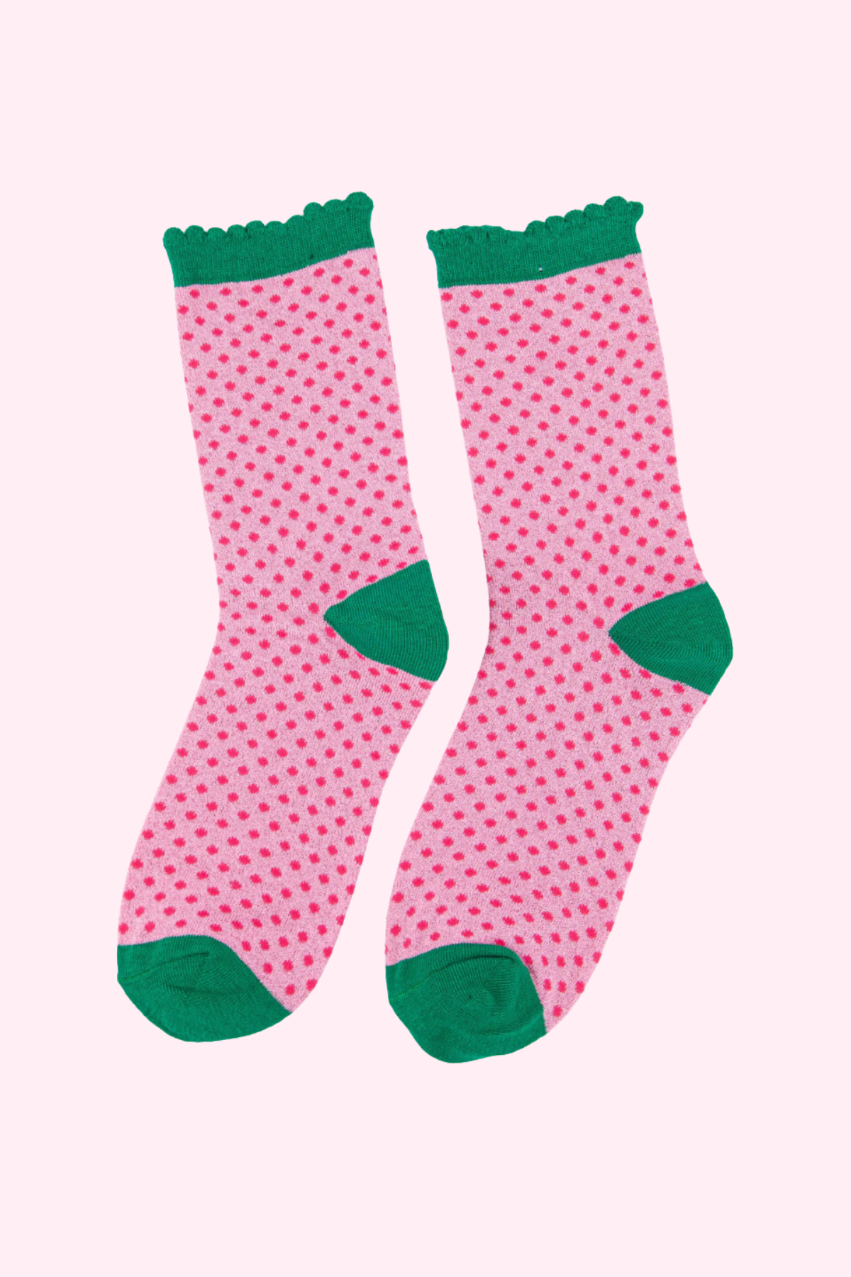 Glitter Pink Polka Dot Socks