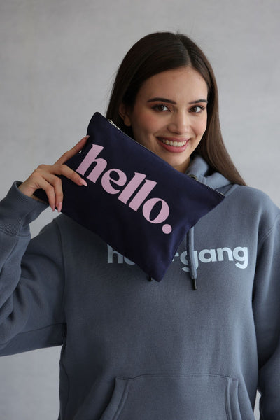 Navy Zip Hello Pouch