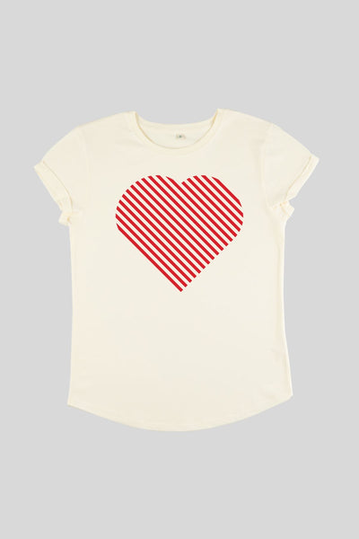 Red Striped Heart T-Shirt