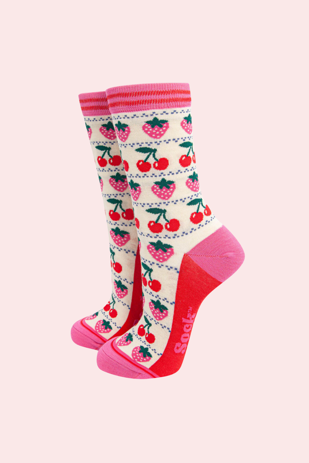 Strawberry Cherry Fair Isle Socks