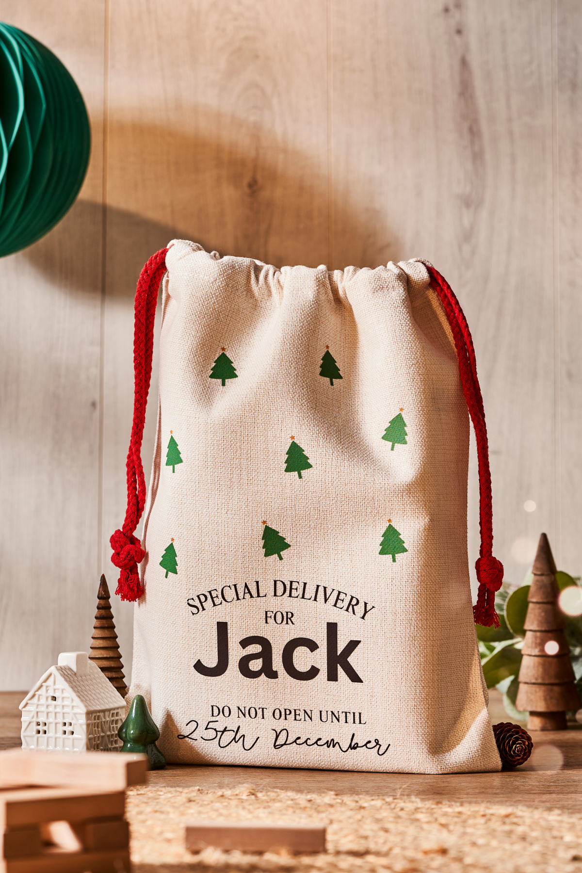 Personalised Pine Cone Santa Sack