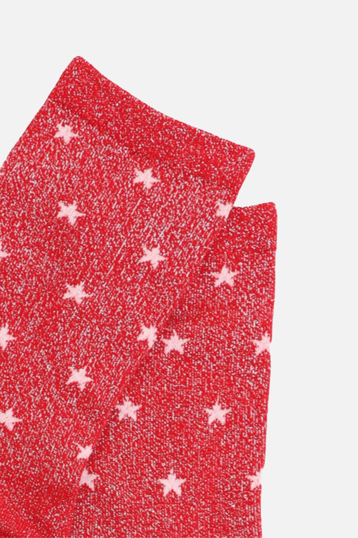 Red White Star Print Glitter Socks