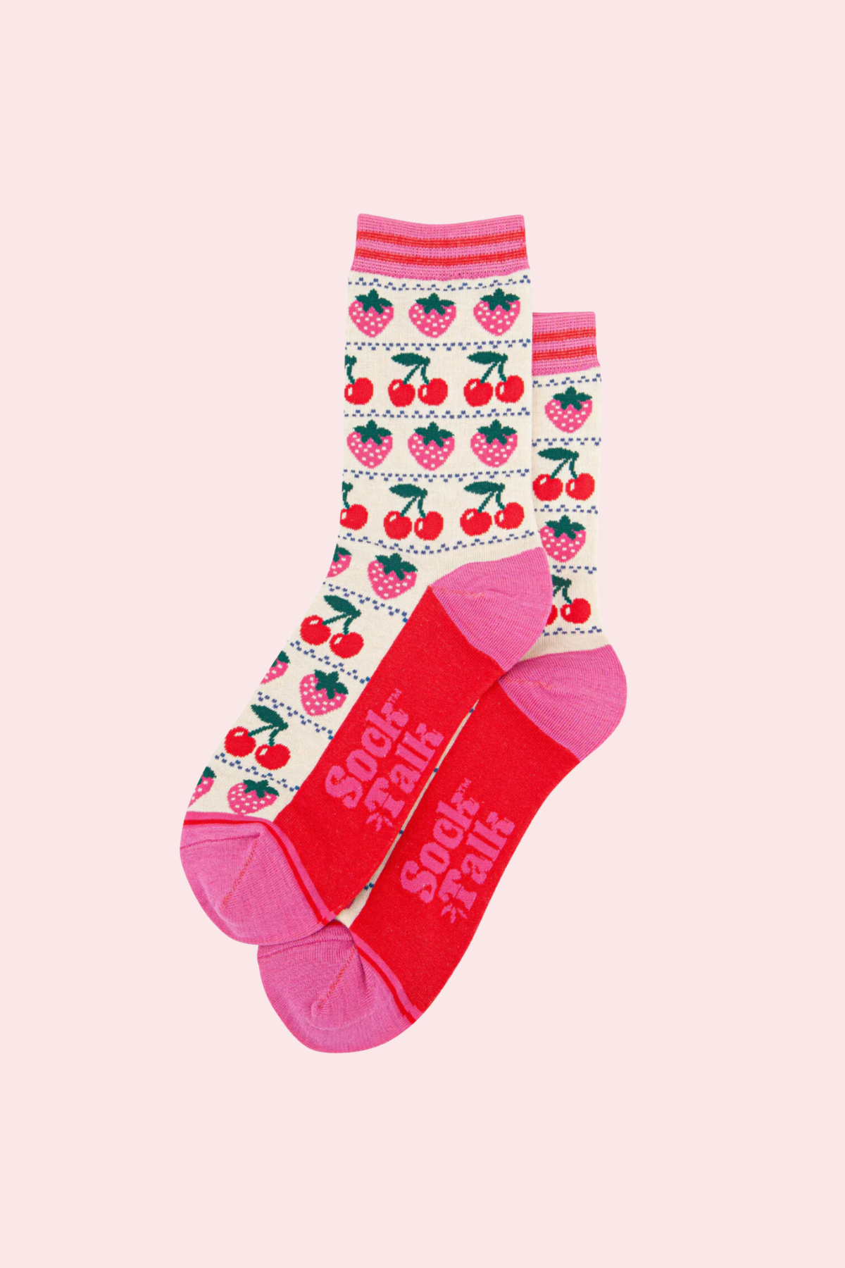 Strawberry Cherry Fair Isle Socks