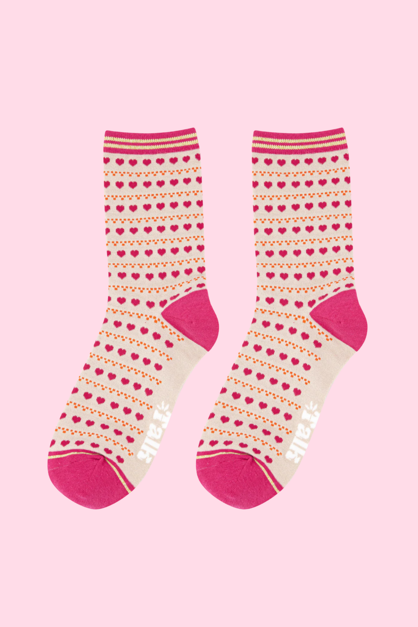 Love Heart Dot Print Bamboo Socks with Glitter