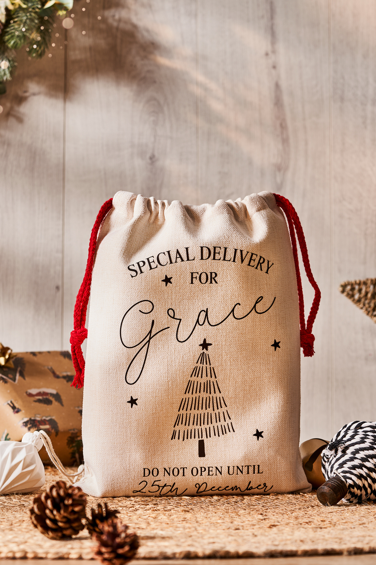 Personalised Christmas Tree Santa Sack