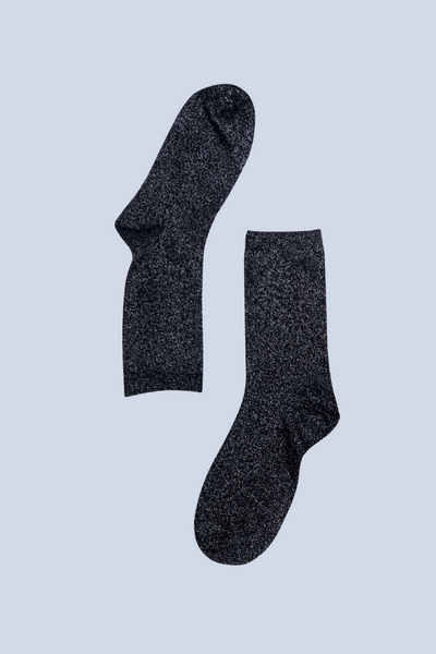 Black Glitter Socks Silver Sparkly Ankle Socks
