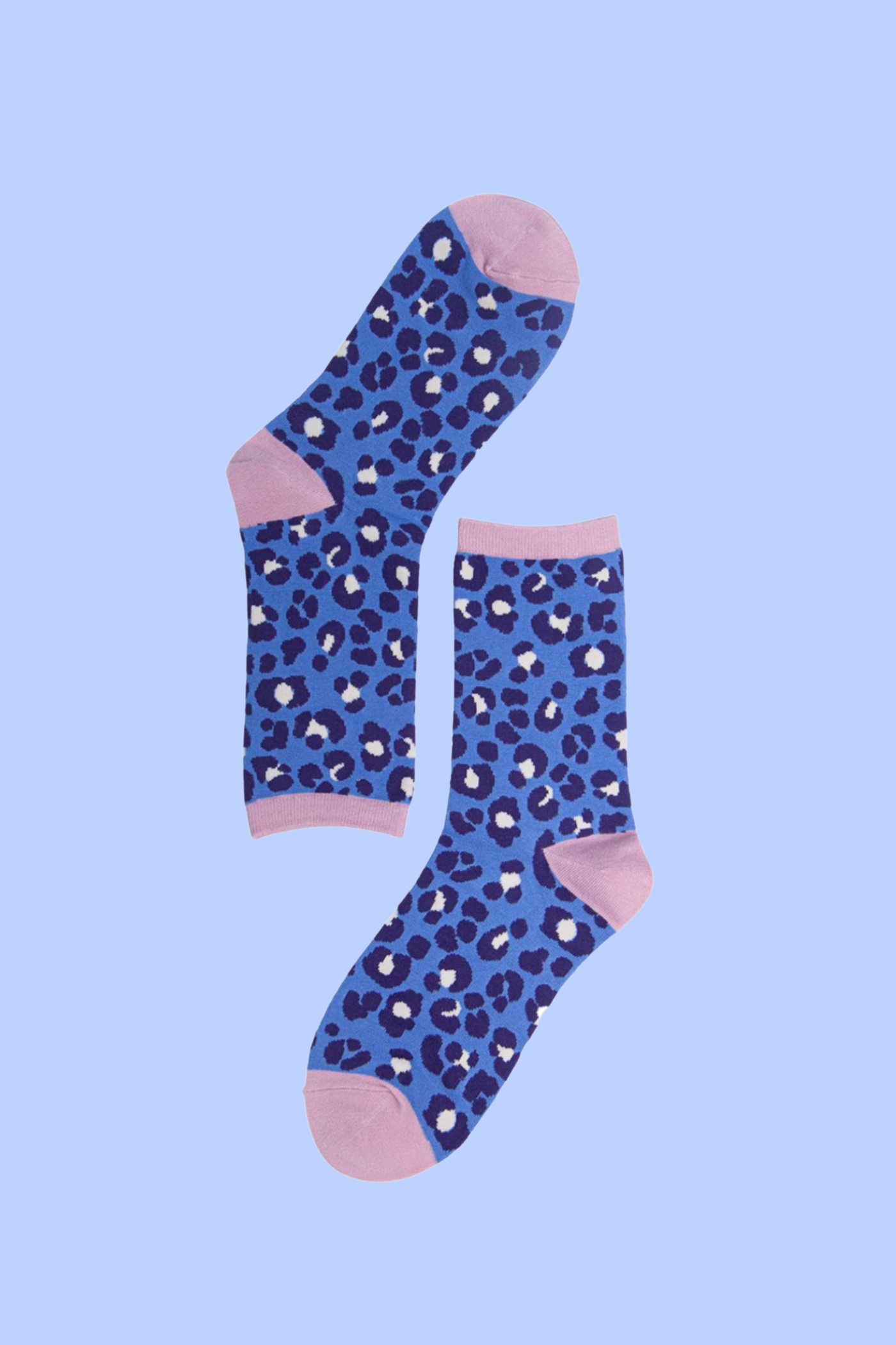 Bamboo Leopard Print Socks - Blue