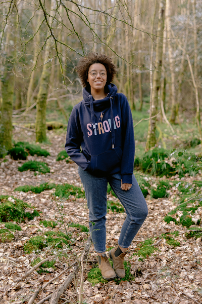 Navy Strong Cowl Neck Hoodie