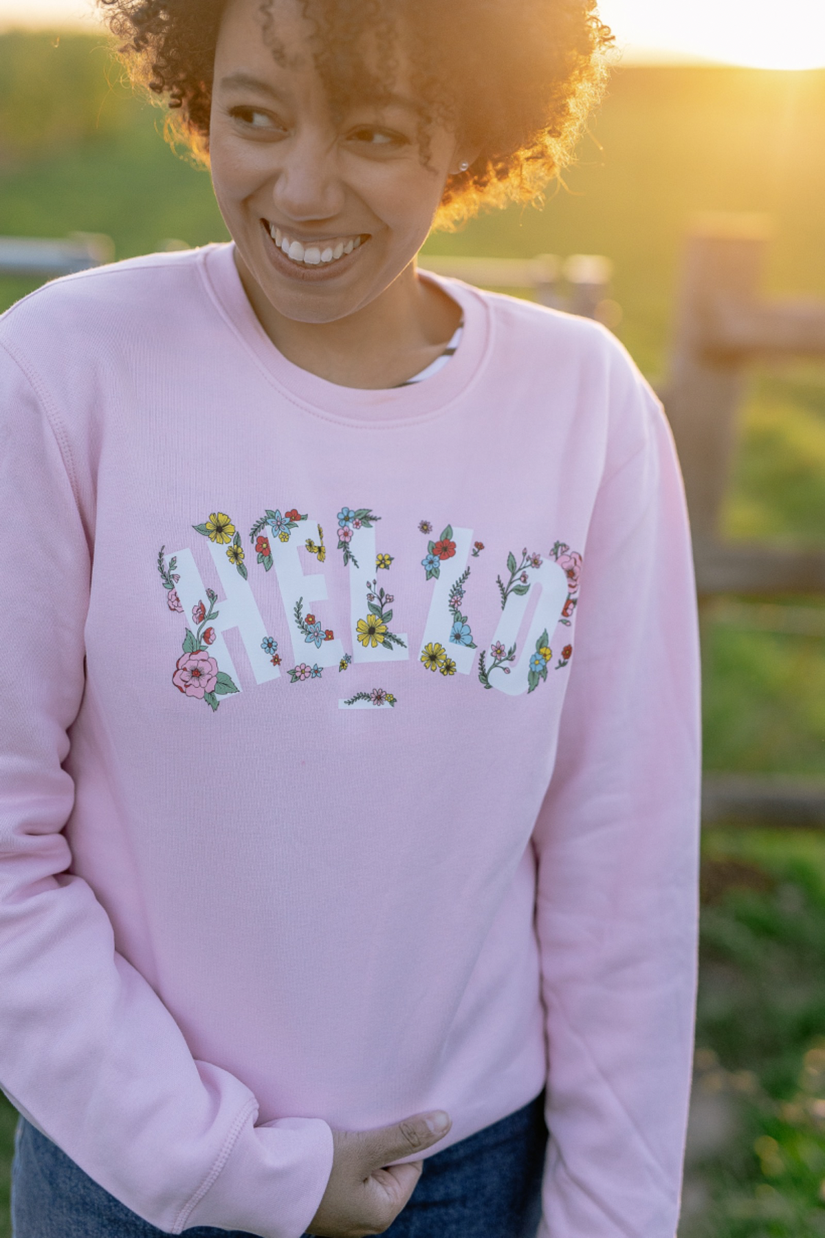Pink Floral Hello Sweatshirt