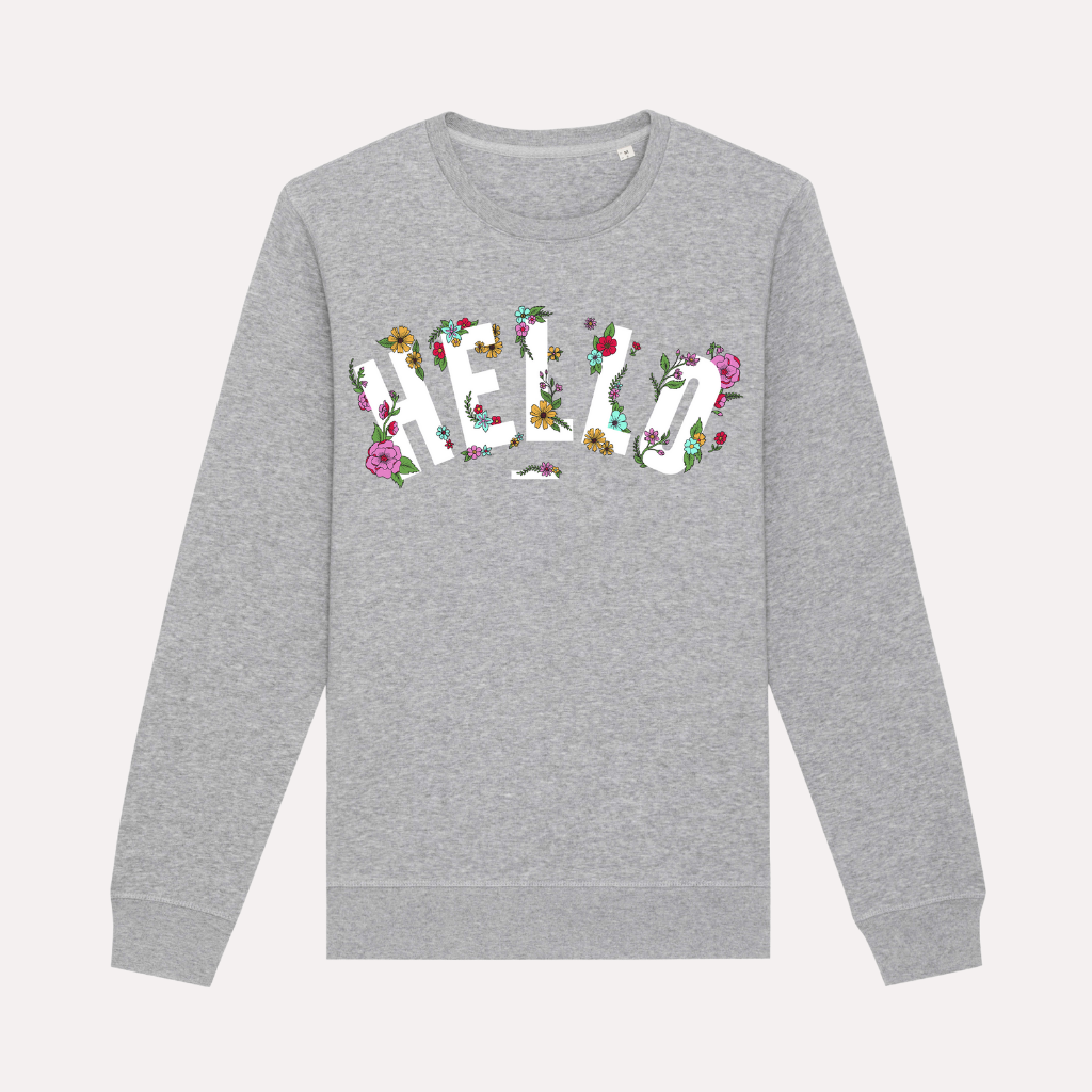 Grey Floral Hello Sweatshirt