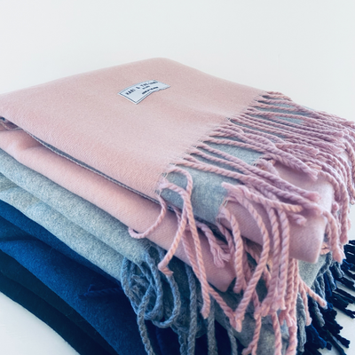Pink Two Tone Cashmere Mix Scarf