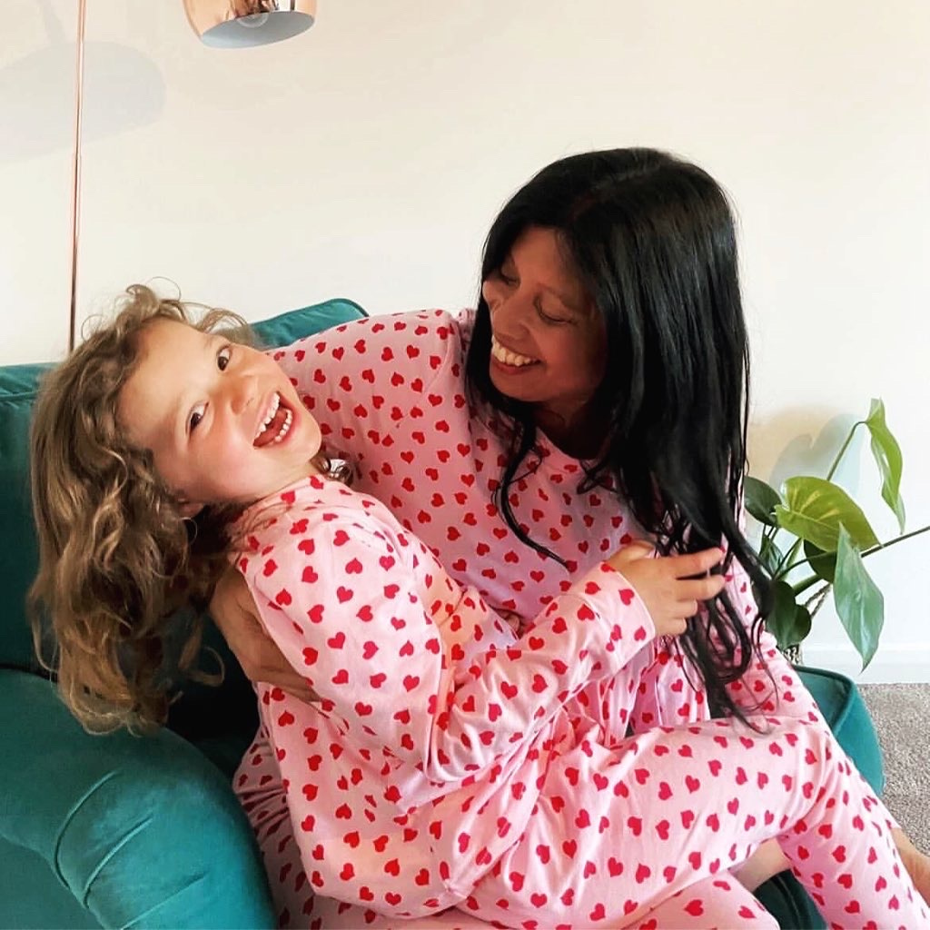 Pink love heart pjs hotsell