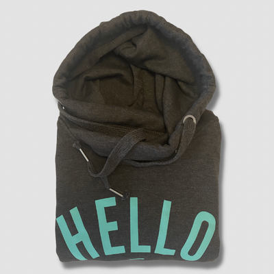 Mint HELLO hoodie in Charcoal