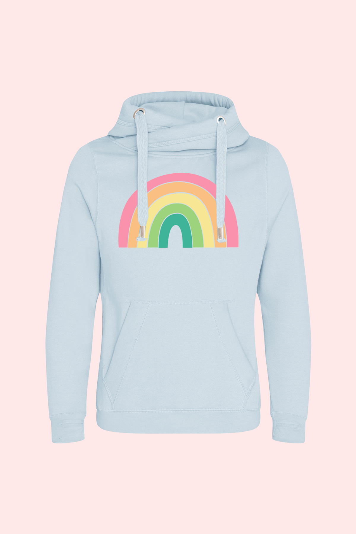 Rainbow cowl neck hoodie Clearance