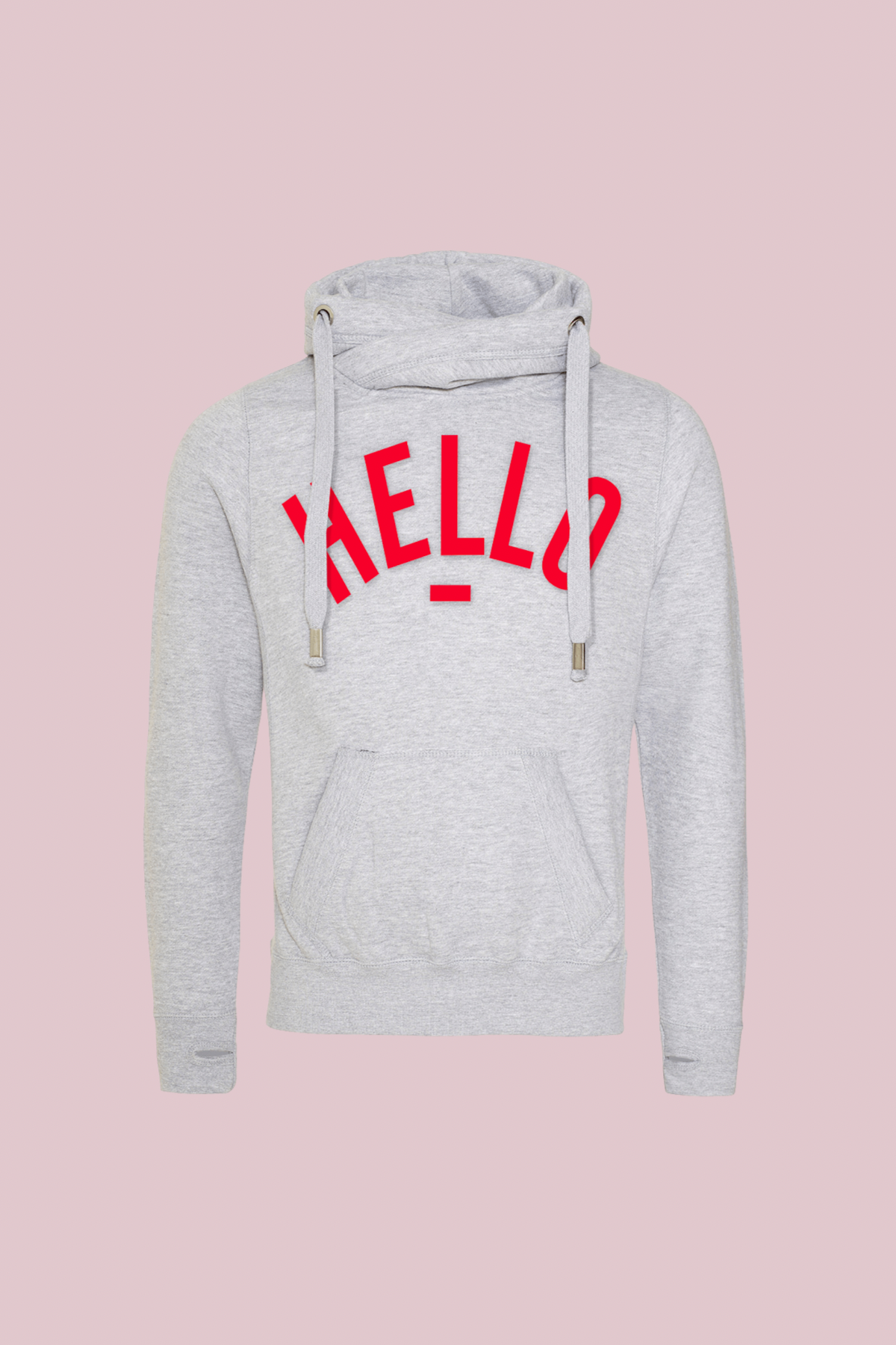 Red Hello Cowl Neck Hoodie