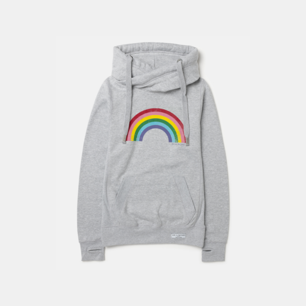 Grey Rainbow Cowl Neck Hoodie