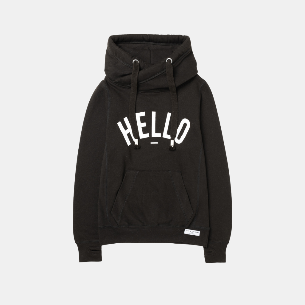 Black funnel neck hoodie hotsell