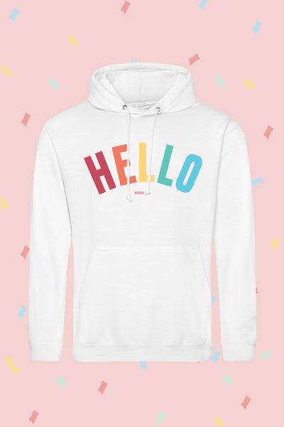 White Confetti Hello Hoodie