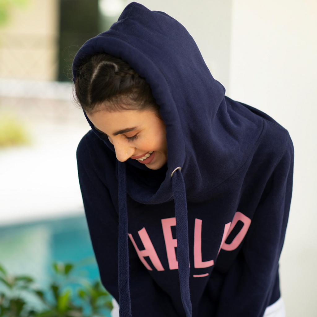 Navy blue pink hoodie on sale