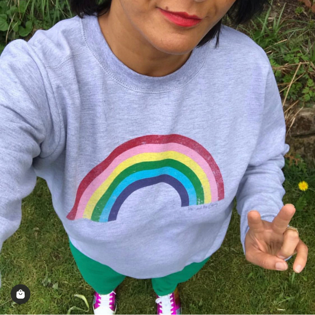Organic Cotton Vintage Rainbow Sweatshirt in Grey