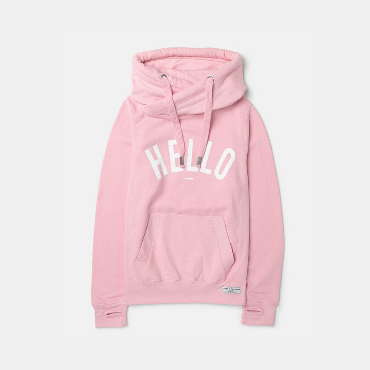 Hello cowl neck hoodie sale