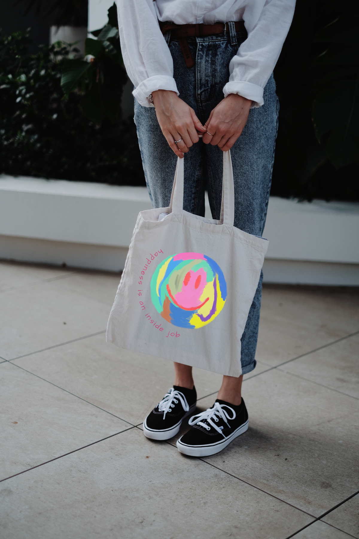 Essentials: Colourful Smiley Tote Bag